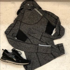 Lululemon charcoal grey and black running hoodie